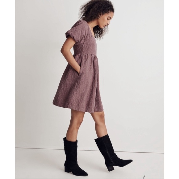 MADEWELL Floral Quilted Puff-Sleeve Mini Dress size small - Picture 1 of 7
